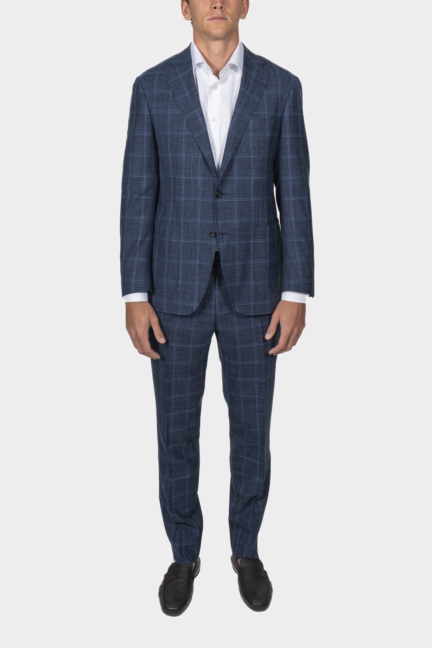 CANALI | Unlined Check Travel Suit | Dark Blue