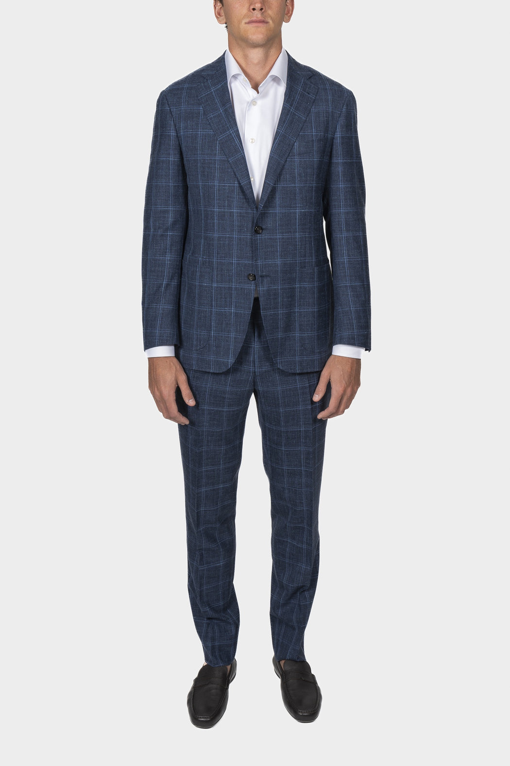 CANALI Dark Blue Unlined Check Travel Suit - Main Image