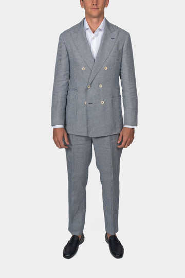 BRUNELLO CUCINELLI Navy & White Linen Trouser Suit