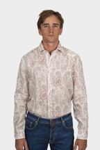 BRUNELLO CUCINELLI | Linen Paisley Shirt | Red & Cream