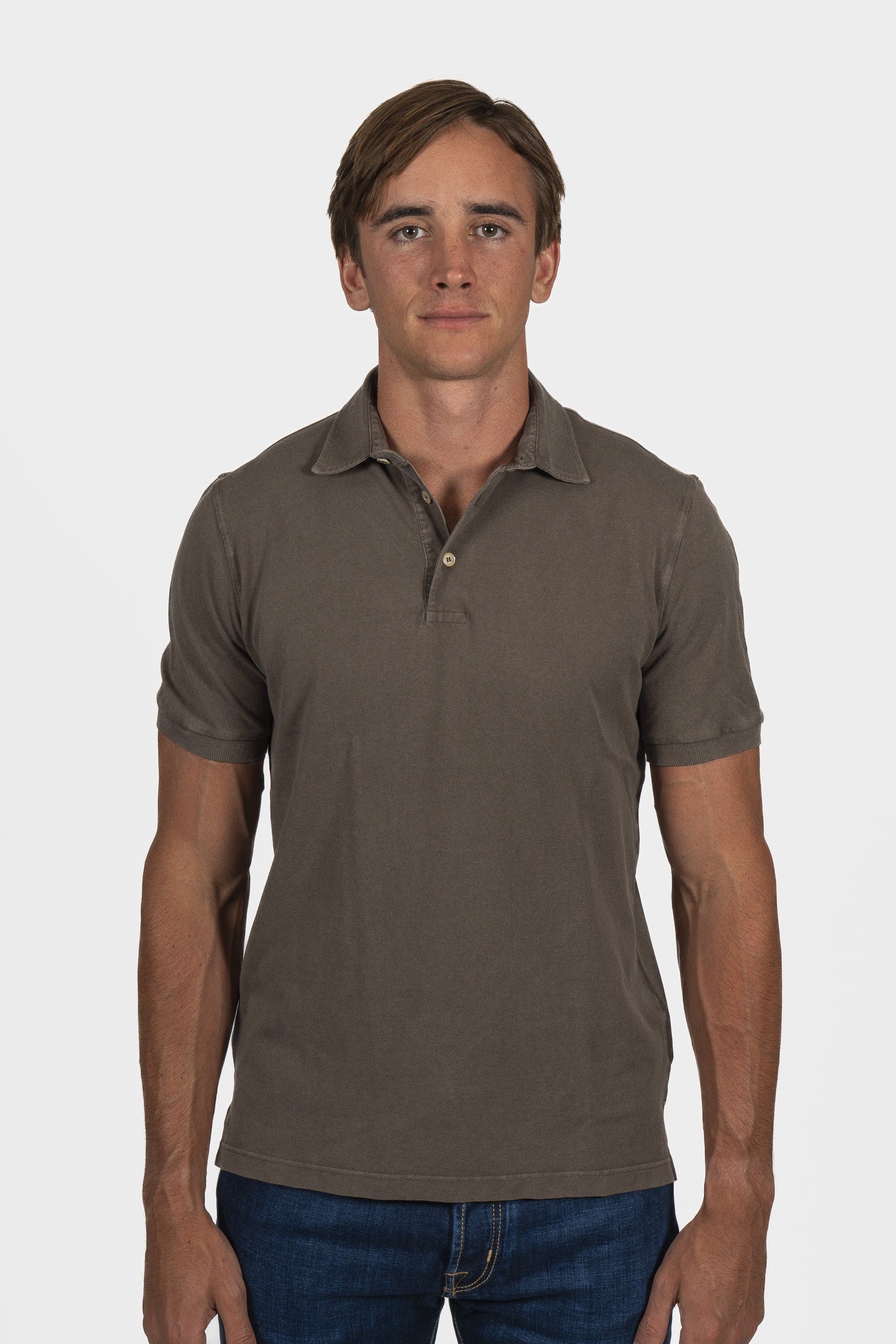 FEDELI | Cotton Pique Polo | Chocolate