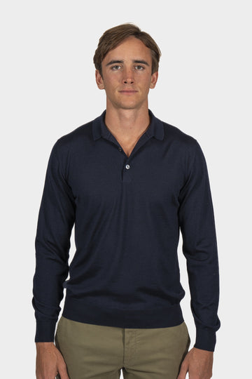 BRIONI Navy Polo Sweater