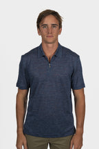 FEDELI | Zip Neck Polo | Dark Blue