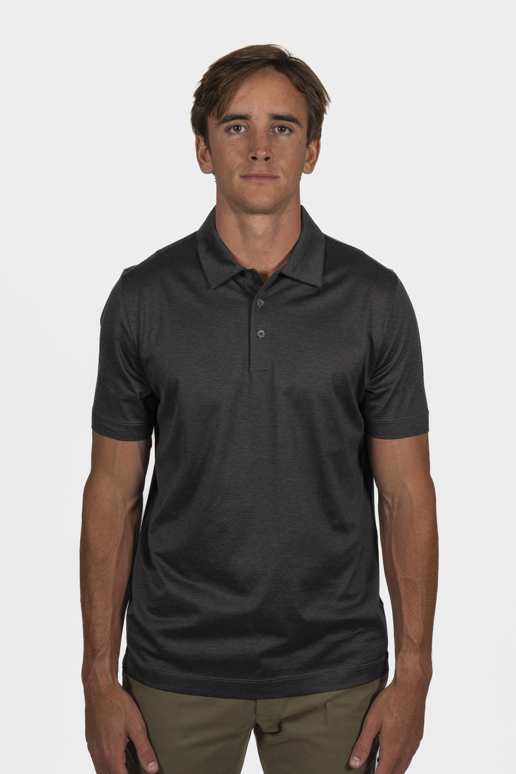 CANALI | 3-Button Polo | Charcoal