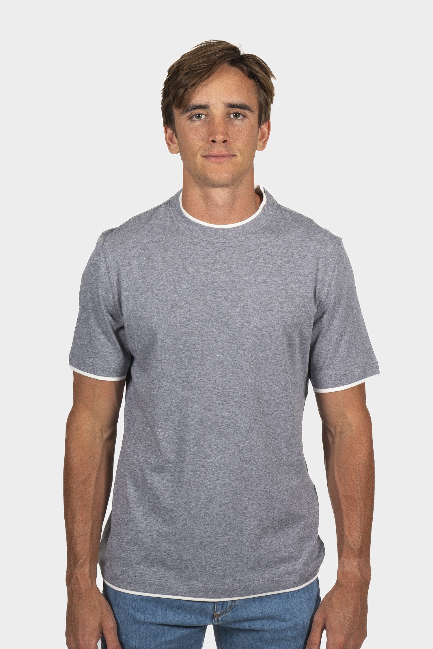 BRUNELLO CUCINELLI | Regular Fit T-Shirt With Trims | Mid-Grey