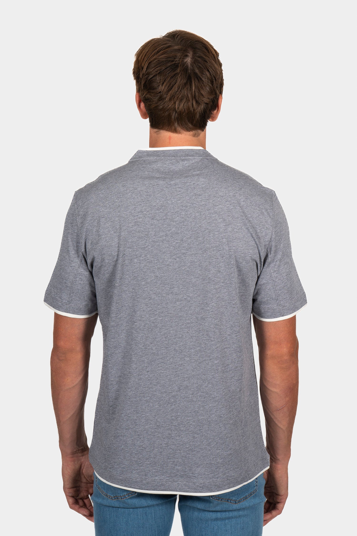 BRUNELLO CUCINELLI | Regular Fit T-Shirt With Trims | Mid-Grey