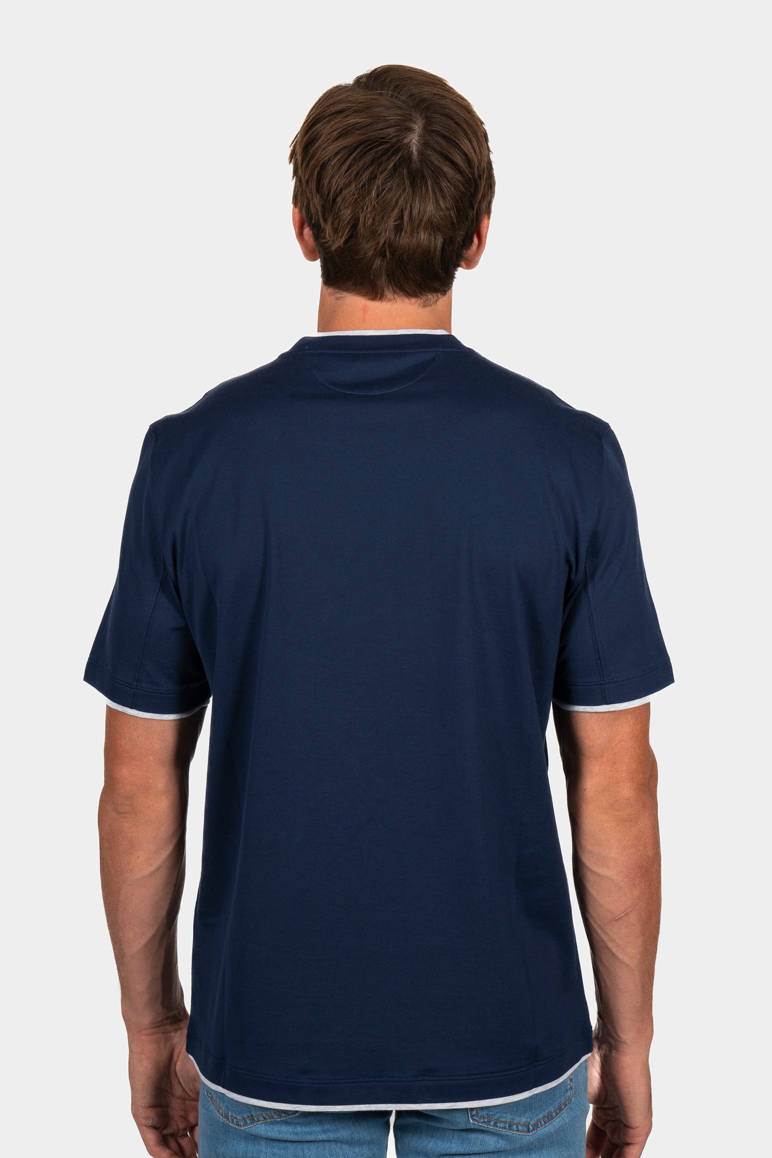 BRUNELLO CUCINELLI | Regular Fit T-Shirt With Trims | Dark Blue