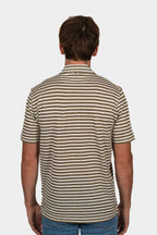 FEDELI | Striped Polo | Khaki & White