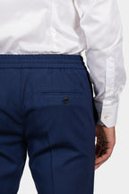 BRIONI | Fine Check Drawstring Trousers | Navy