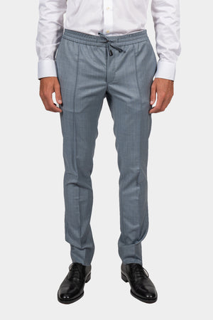BRIONI | Drawstring Wool Trousers | Blue