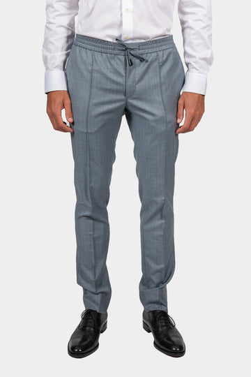 BRIONI Blue Drawstring Wool Trousers