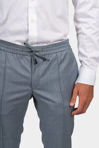 BRIONI | Drawstring Wool Trousers | Blue