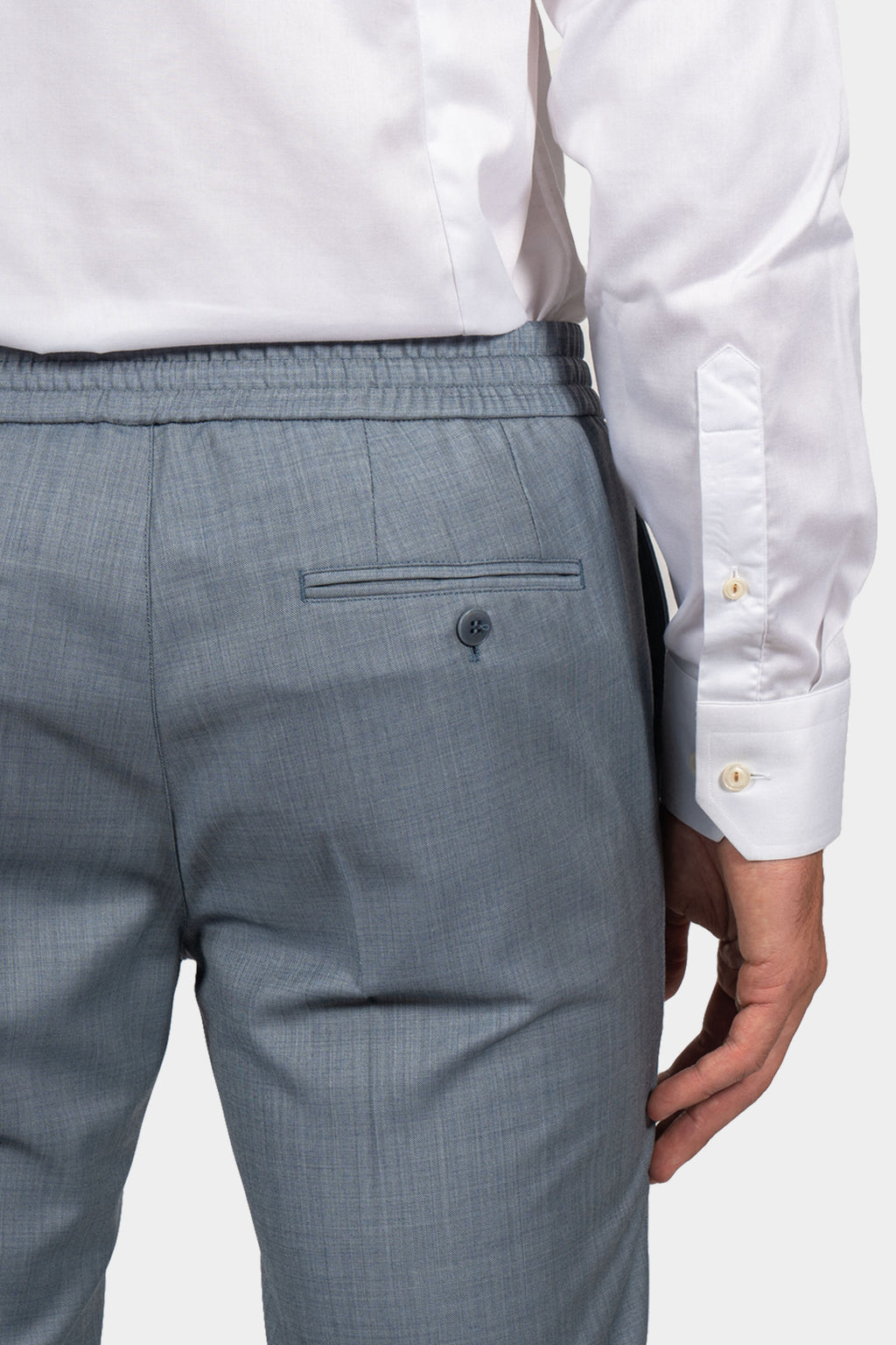 BRIONI | Drawstring Wool Trousers | Blue