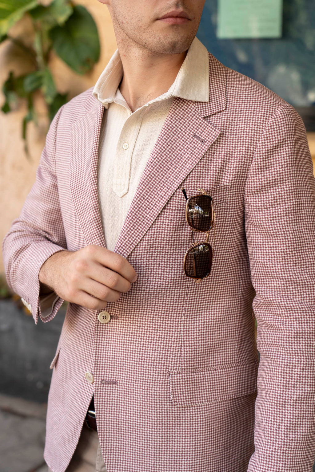 BRUNELLO CUCINELLI | Wool Linen And Silk Jacket | Red & Cream