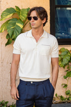 BRUNELLO CUCINELLI | Knitted Polo With Trim | Cream