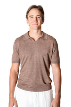 ALTEA | V-Neck Polo | Chocolate