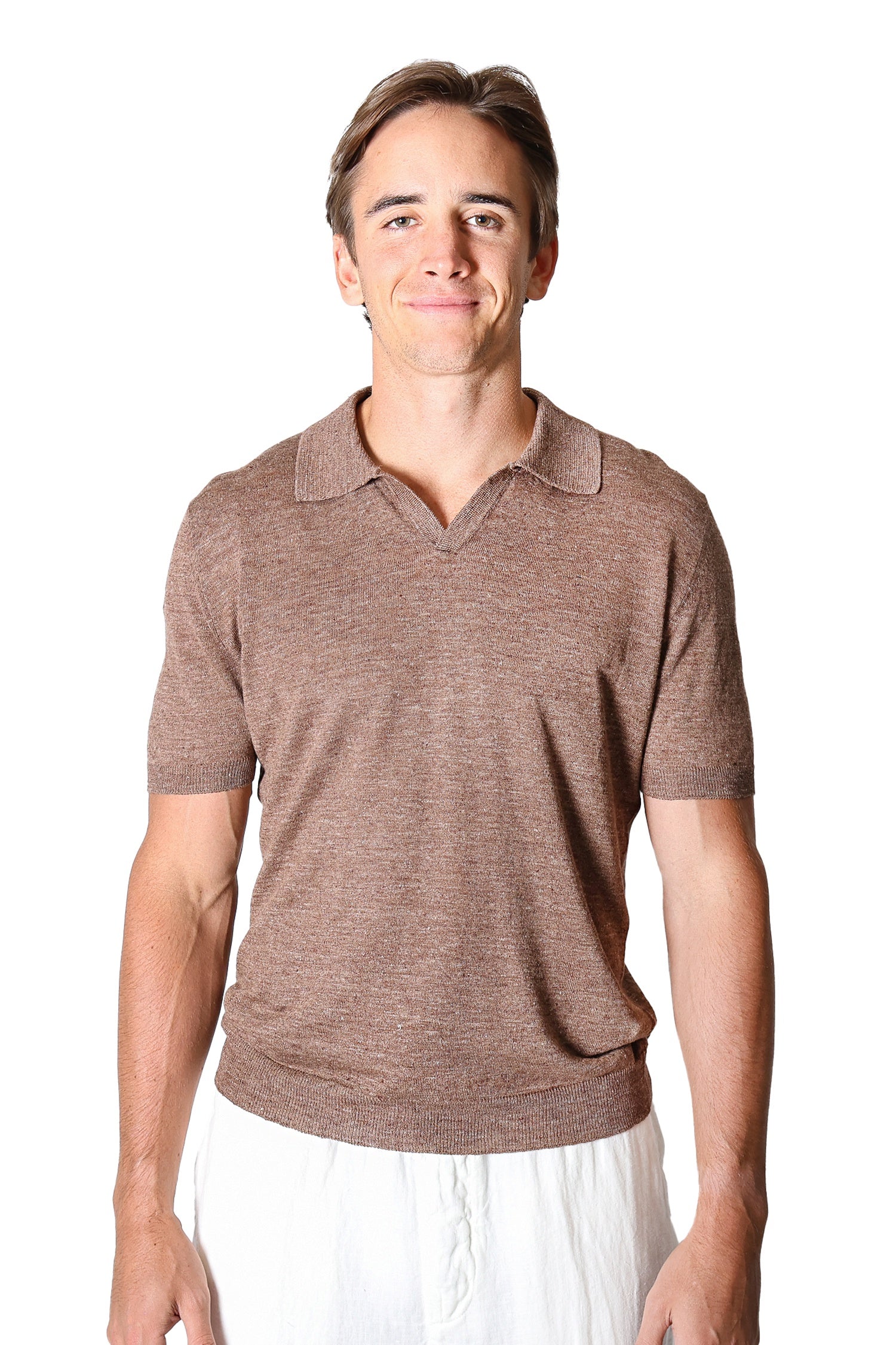 ALTEA | V-Neck Polo | Chocolate