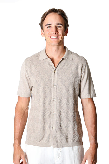 ALTEA Light Brown Diamond Patterned Shirt