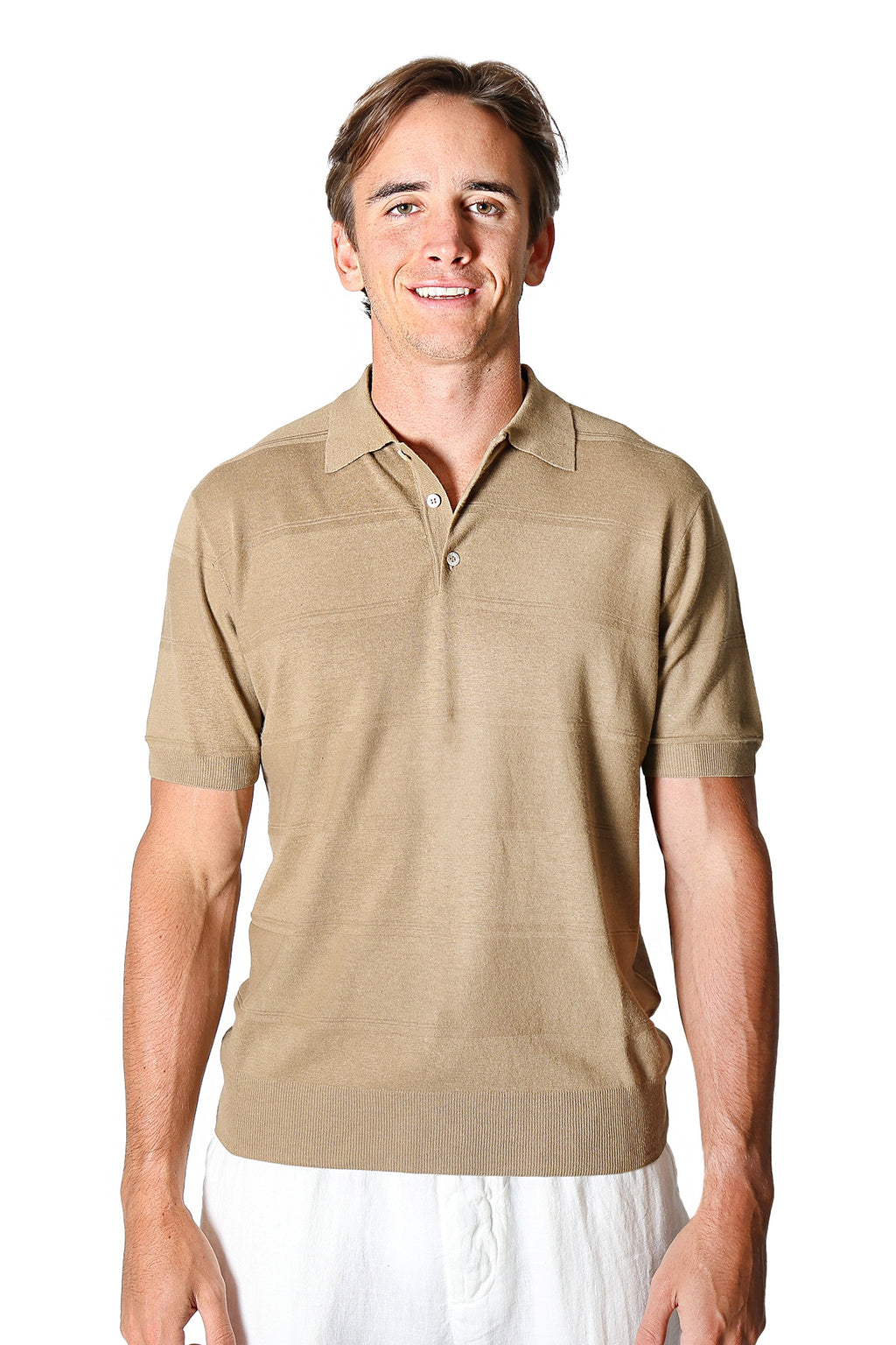 ALTEA | Striped Polo | Dried-Moss