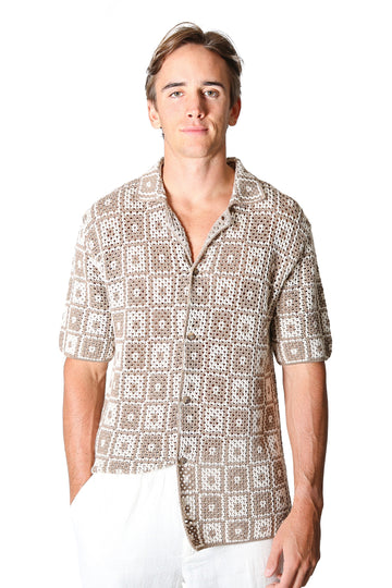 ALTEA Brown Crochet Shirt