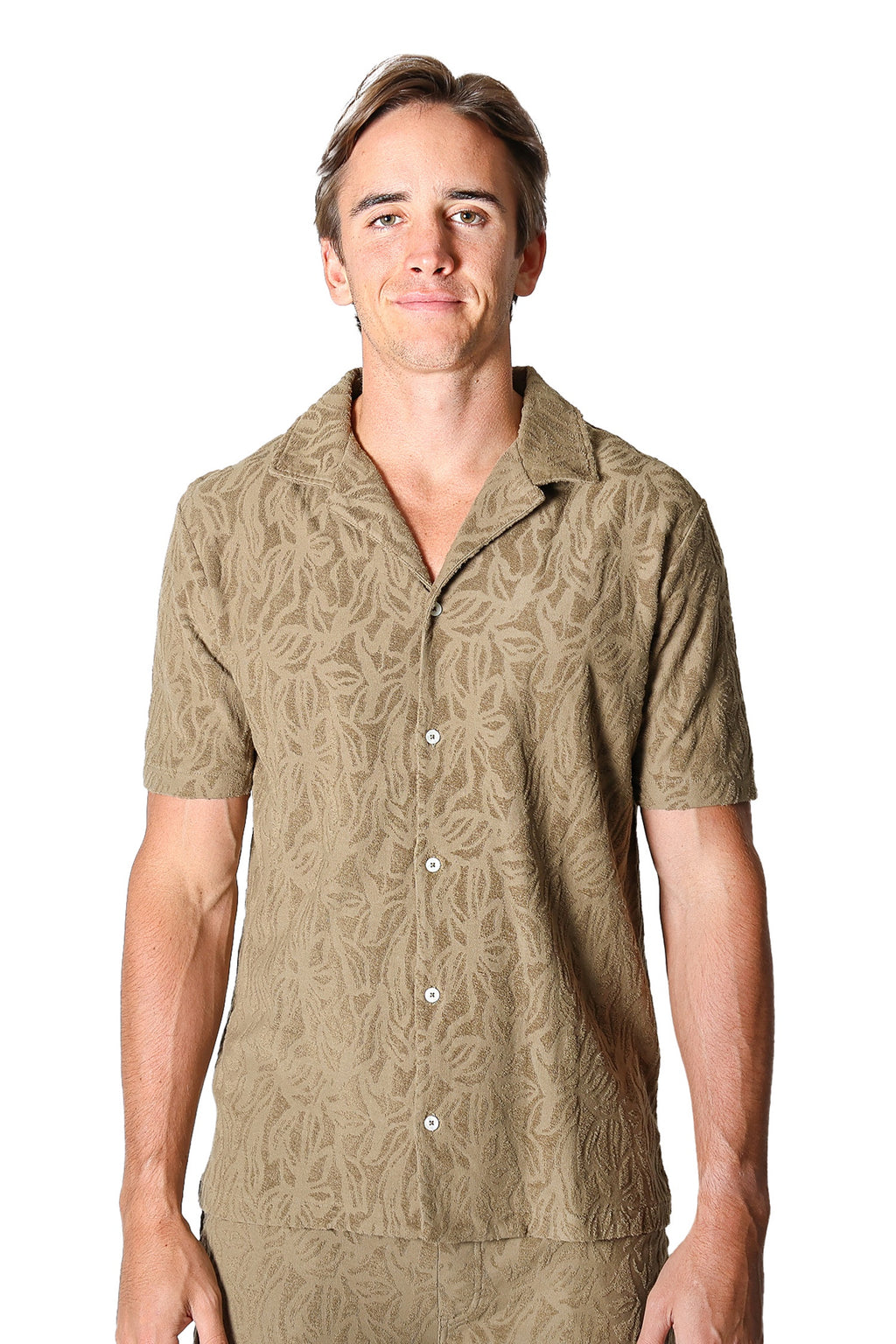 ALTEA | Terry Patterned Shirt | Khaki-Brown