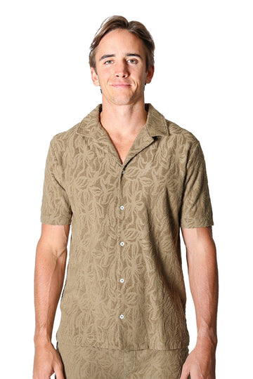 ALTEA Khaki-Brown Terry Patterned Shirt