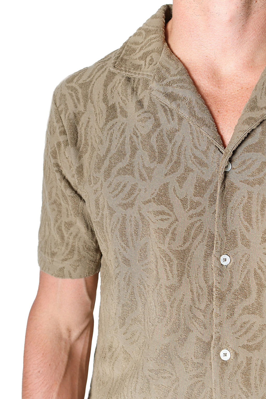 ALTEA | Terry Patterned Shirt | Khaki-Brown