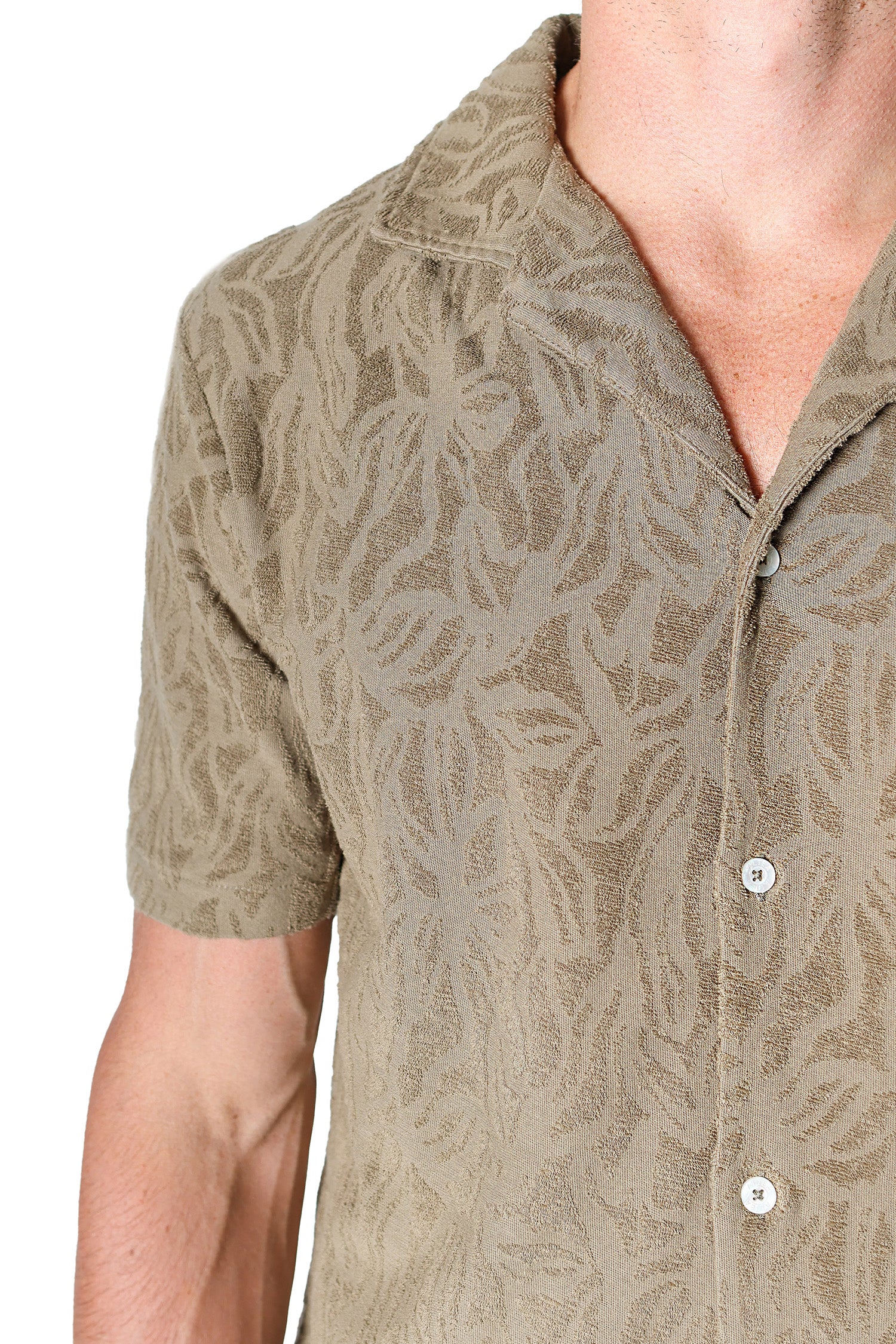 ALTEA | Terry Patterned Shirt | Khaki-Brown