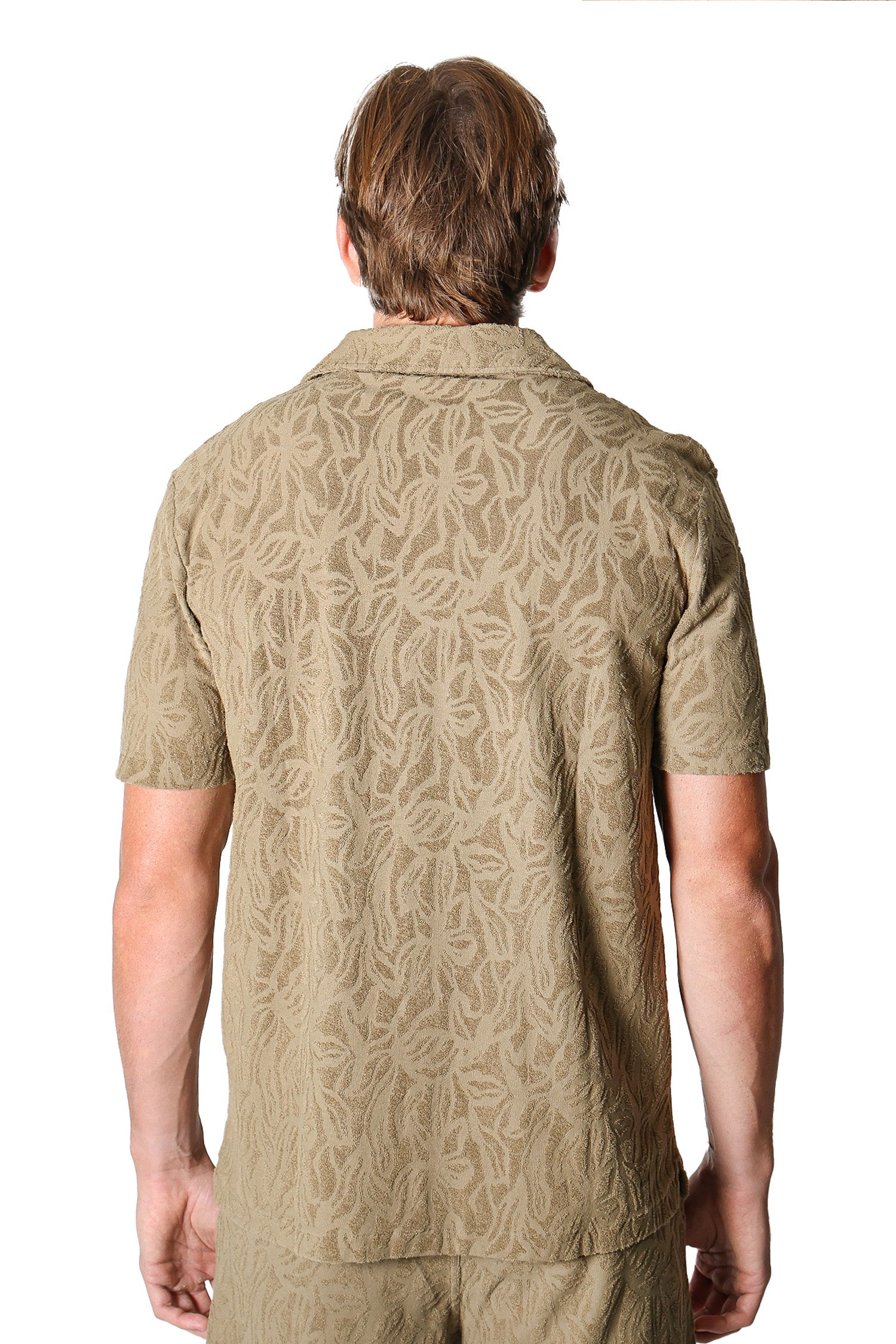ALTEA | Terry Patterned Shirt | Khaki-Brown