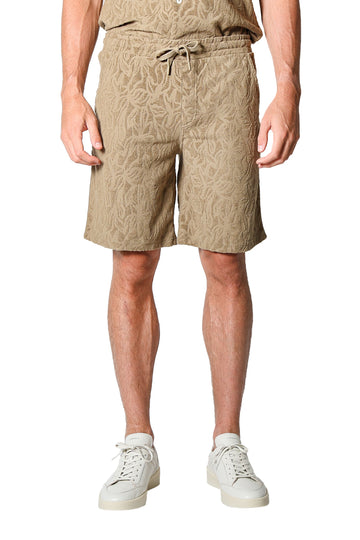 ALTEA Khaki Brown Terry Patterned Shorts