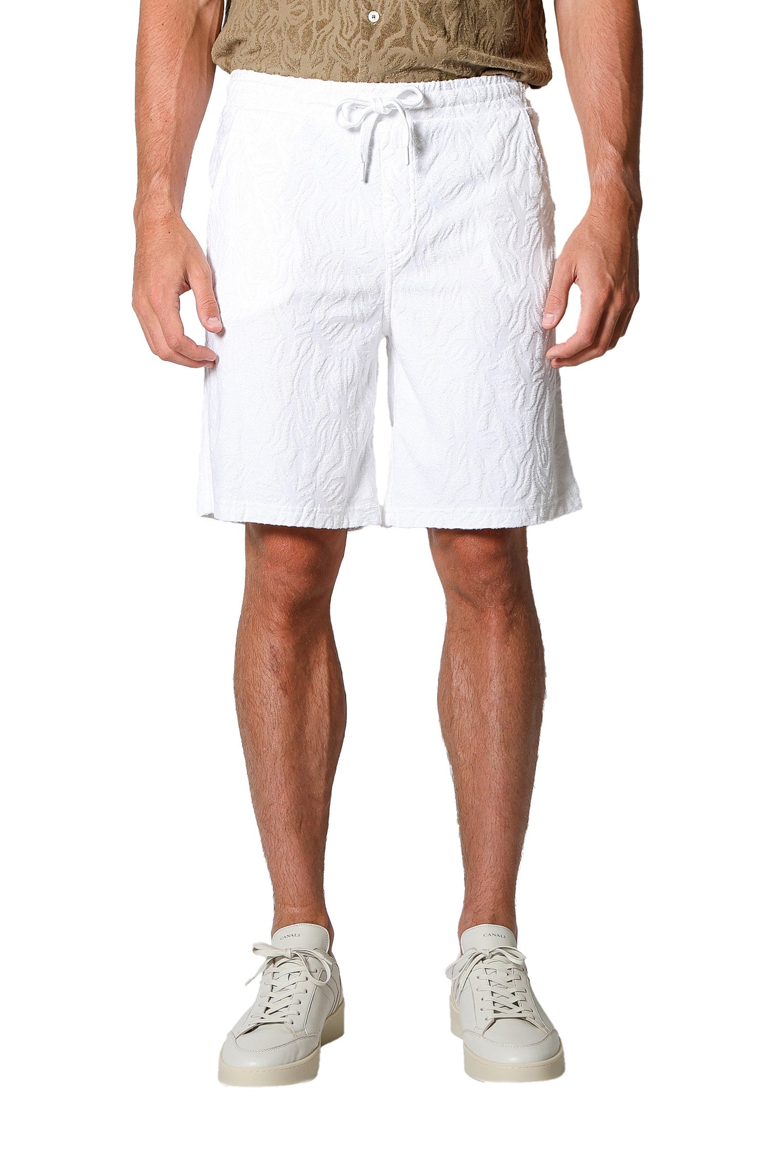 ALTEA | Terry Patterned Shorts | White