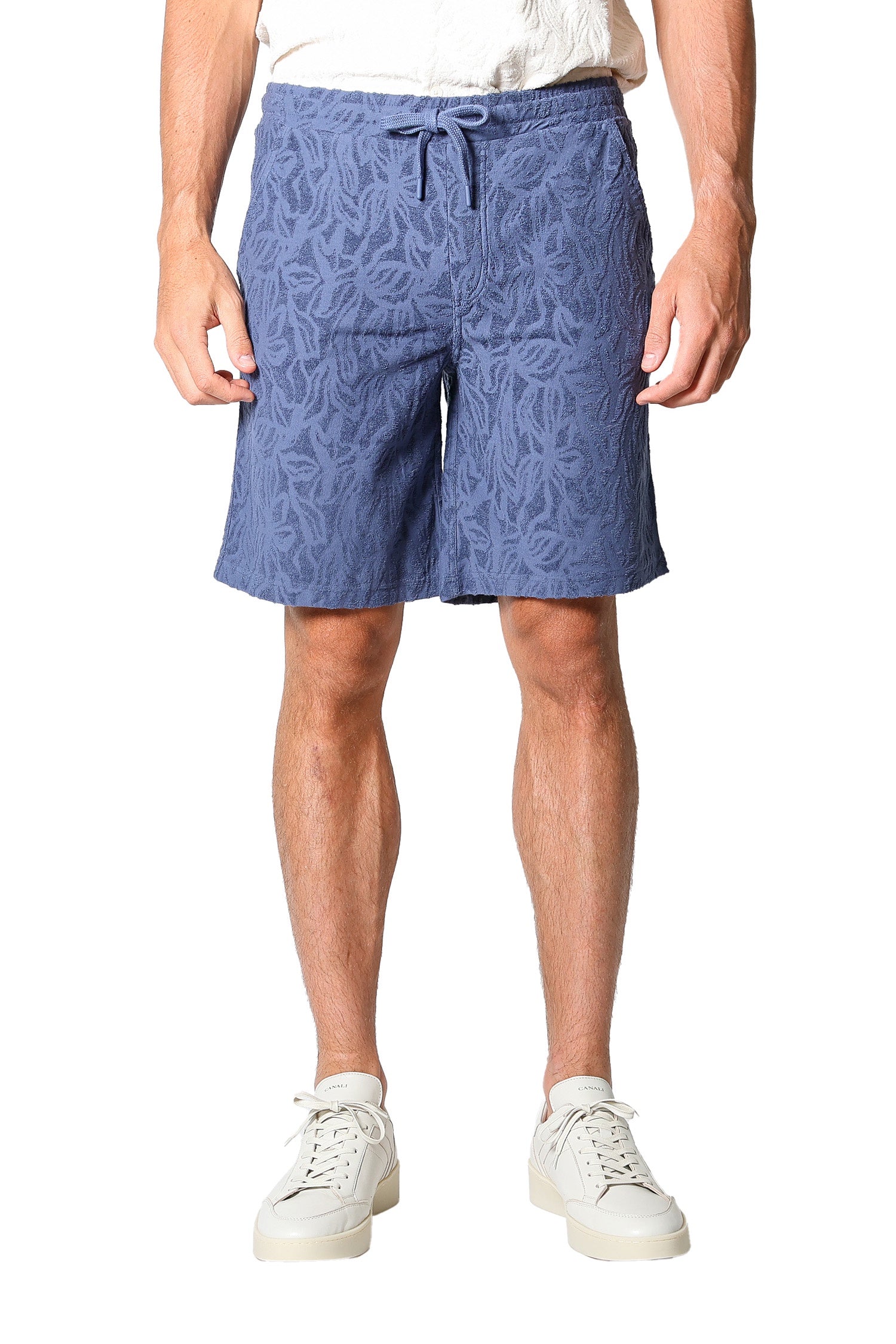ALTEA | Terry Patterned Shorts | Dark Blue