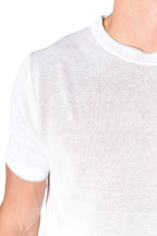 PP S/S KNITTED TEE LINEN-COTTON W TRIM WHITE