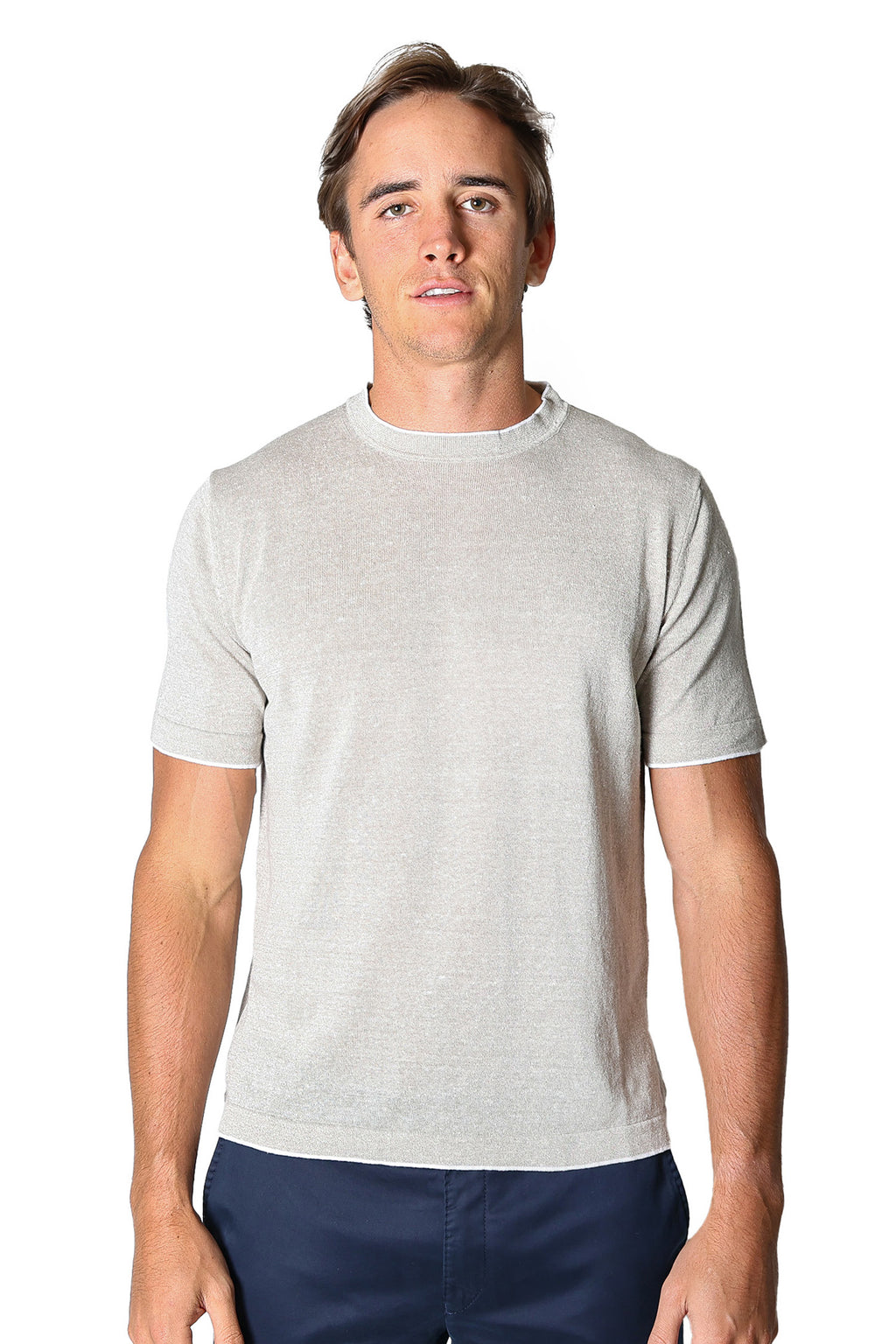 PINI PARMA | Knitted Crew Neck Tee | Sand