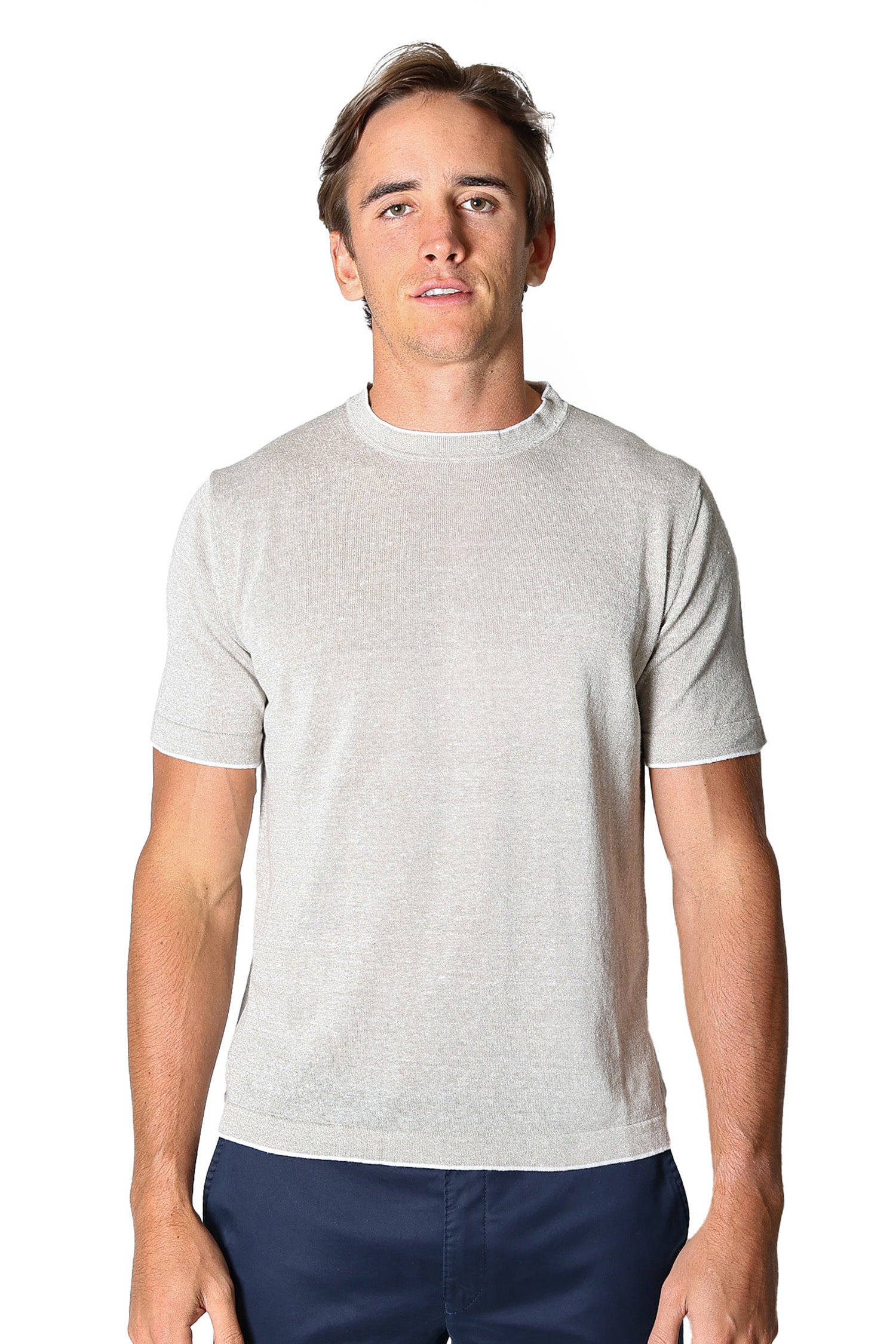 PINI PARMA | Knitted Crew Neck Tee | Sand