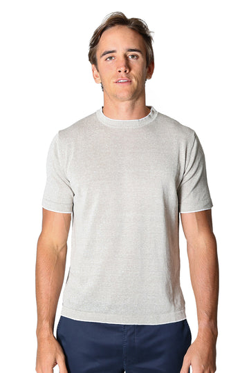PINI PARMA Sand Knitted Crew Neck Tee