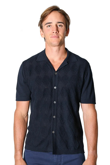 ALTEA Navy Diamond Patterned Shirt