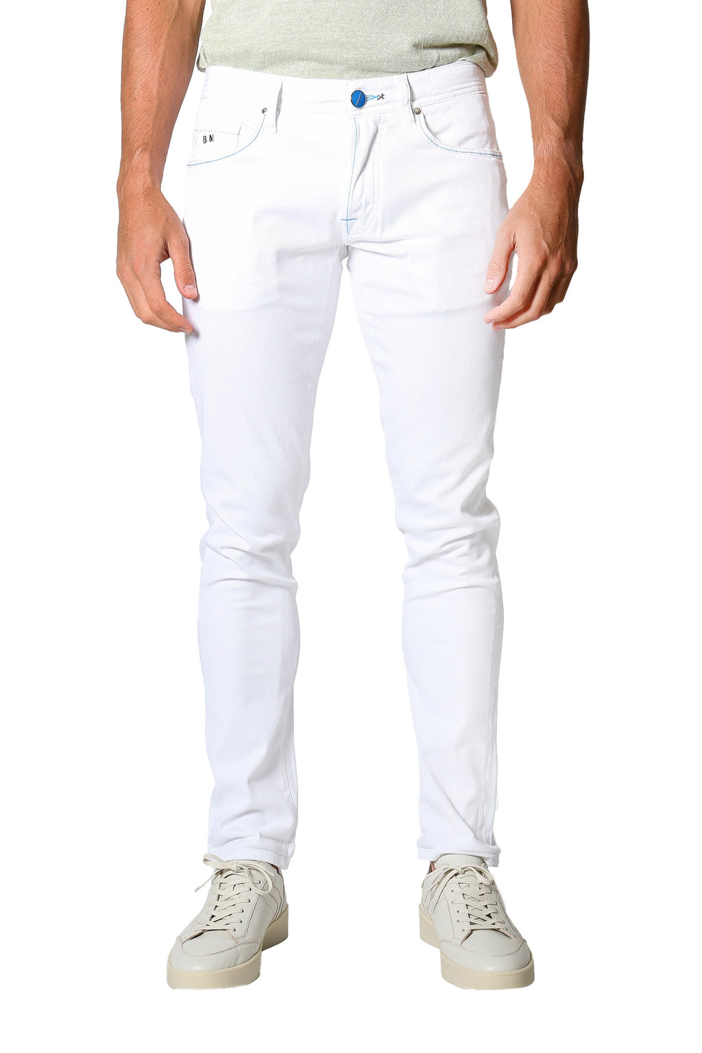 TRAMAROSSA | Denim Leonardo Jeans With Blue Stitch | White