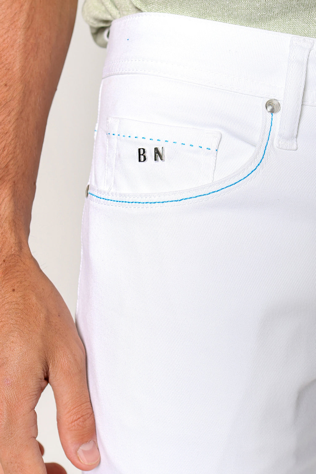 TRAMAROSSA | Denim Leonardo Jeans With Blue Stitch | White