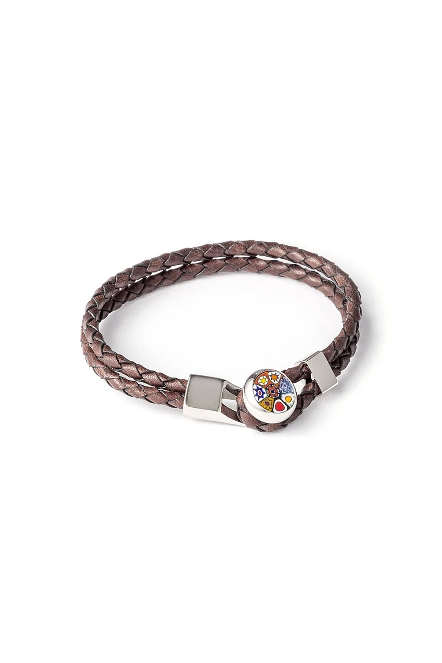 MITCHELL OGILVIE | Plaited Bracelet Murrine Clasp | Chocolate