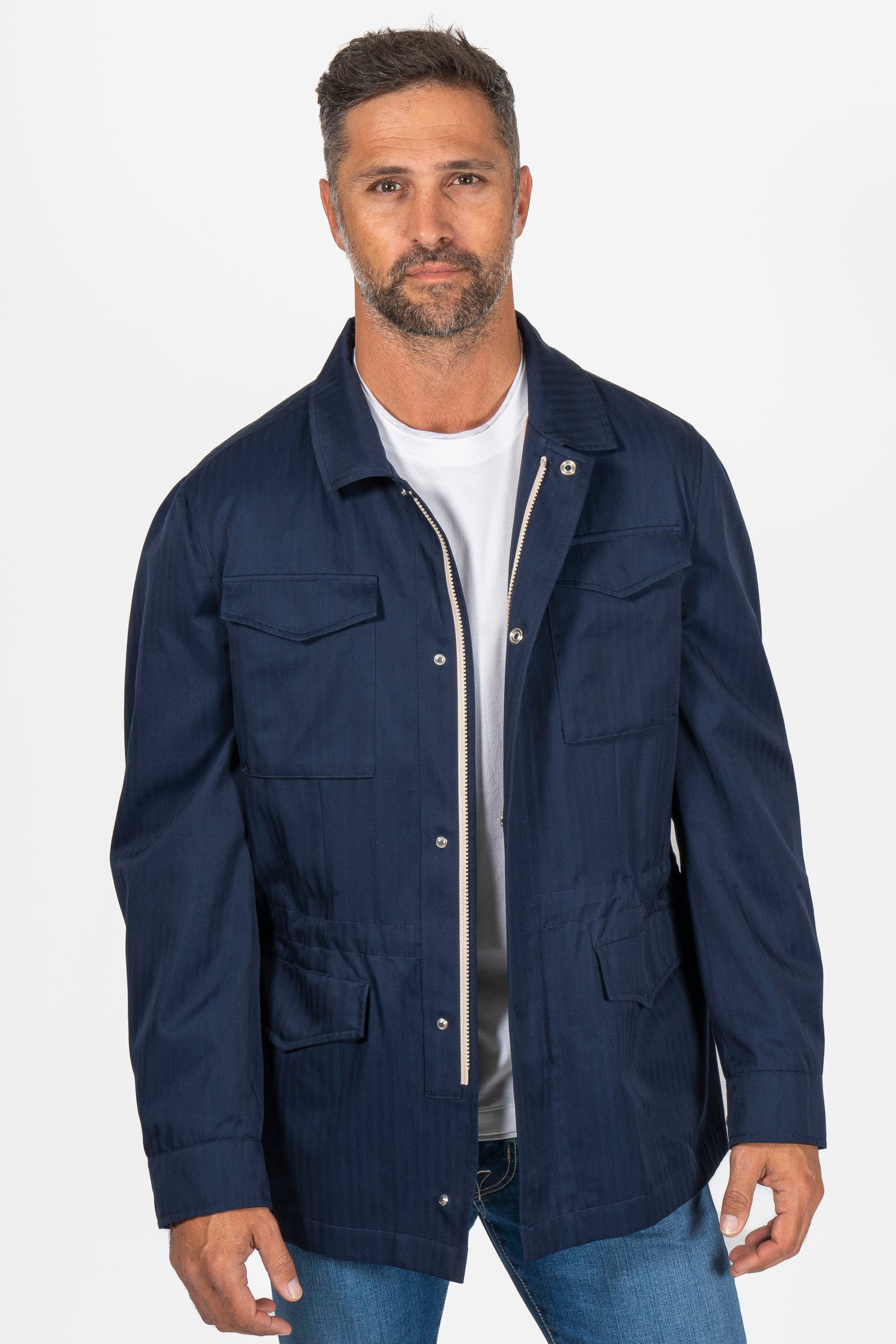 BRUNELLO CUCINELLI | Herringbone 4 Pocket Jacket | Navy