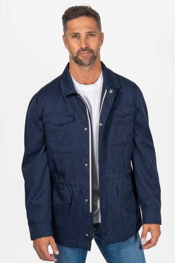 BRUNELLO CUCINELLI Navy Herringbone 4 Pocket Jacket