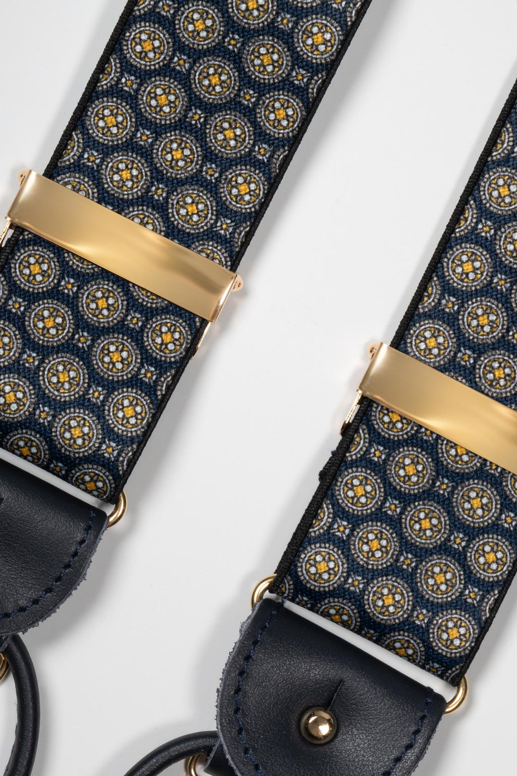 ALBERT THURSTON | Yellow Spotted 2-In-1 Braces | Navy