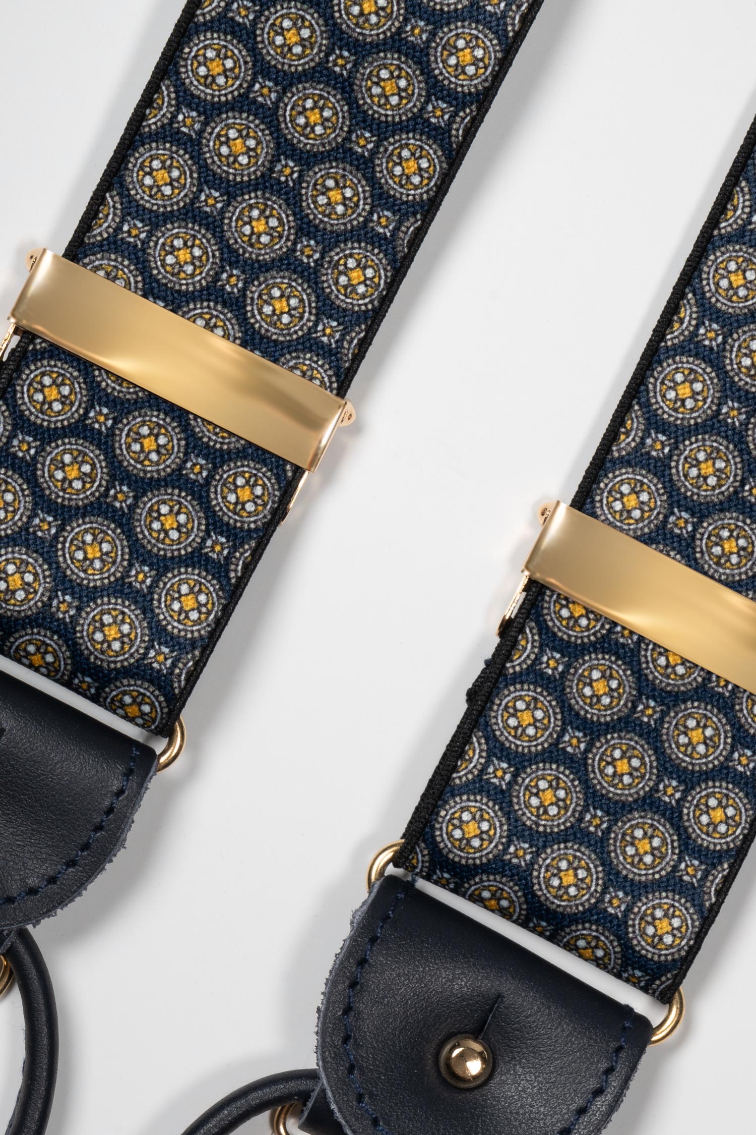 ALBERT THURSTON | Yellow Spotted 2-In-1 Braces | Navy