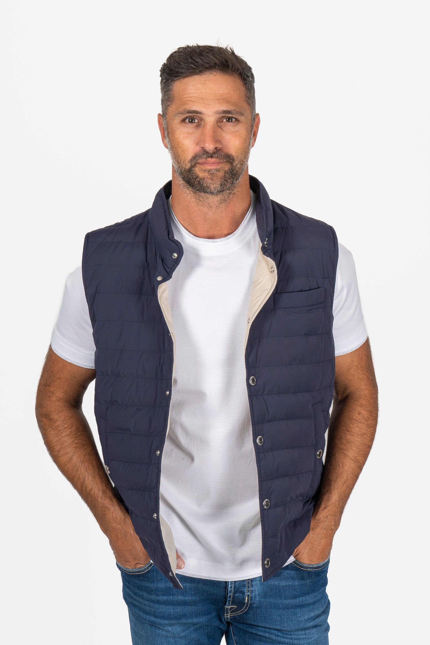 BRUNELLO CUCINELLI | Button Front Gilet | Dark Blue
