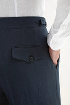 PINI PARMA | Linen Shorts With Side Tabs | Navy