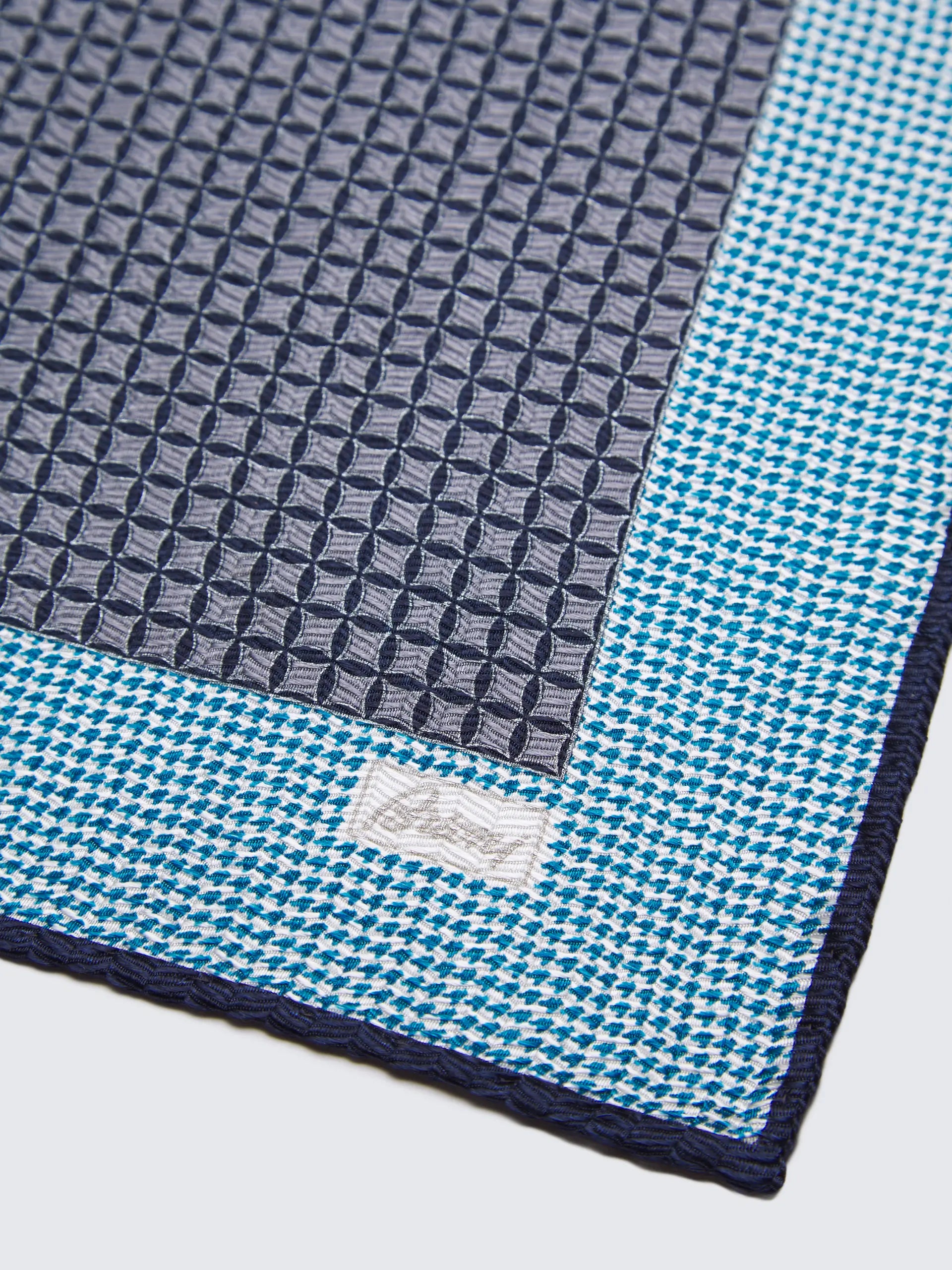 BRIONI | Micro Motif Pocket Square | Blue