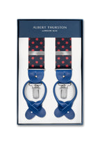ALBERT THURSTON | Red Polka Dot 2-In-1 Braces | Navy