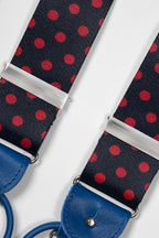 ALBERT THURSTON | Red Polka Dot 2-In-1 Braces | Navy