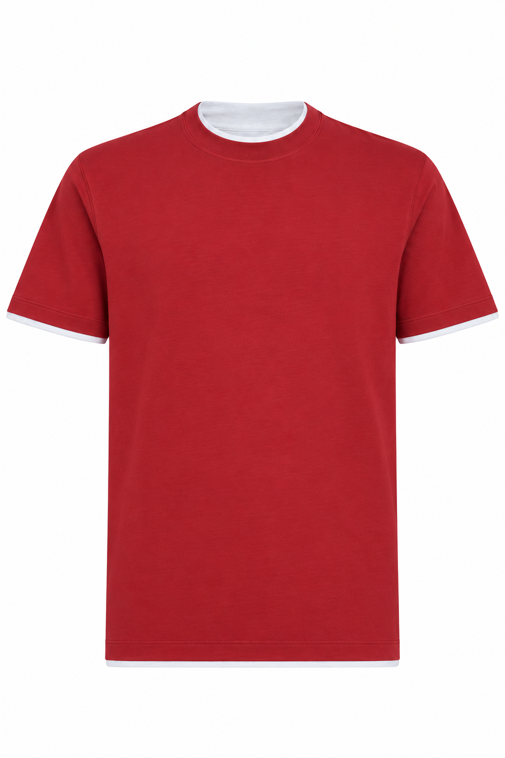 BRUNELLO CUCINELLI | Regular Fit T-Shirt With Trims | Burgundy